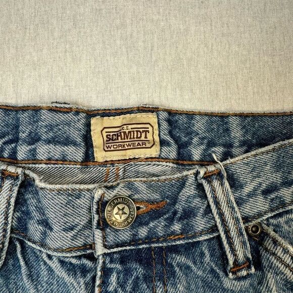 Vintage Y2K Cut Off Carpenter Denim Shorts CE Schmidt Workwear Jean Shorts 34X34 - Picture 3 of 10
